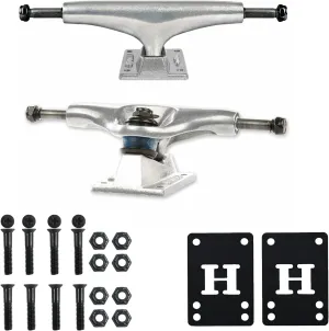 Thunder Trucks Skateboard Trucks Std Silver Polished 161(9.125 inch)  Risers And Hardware Kit