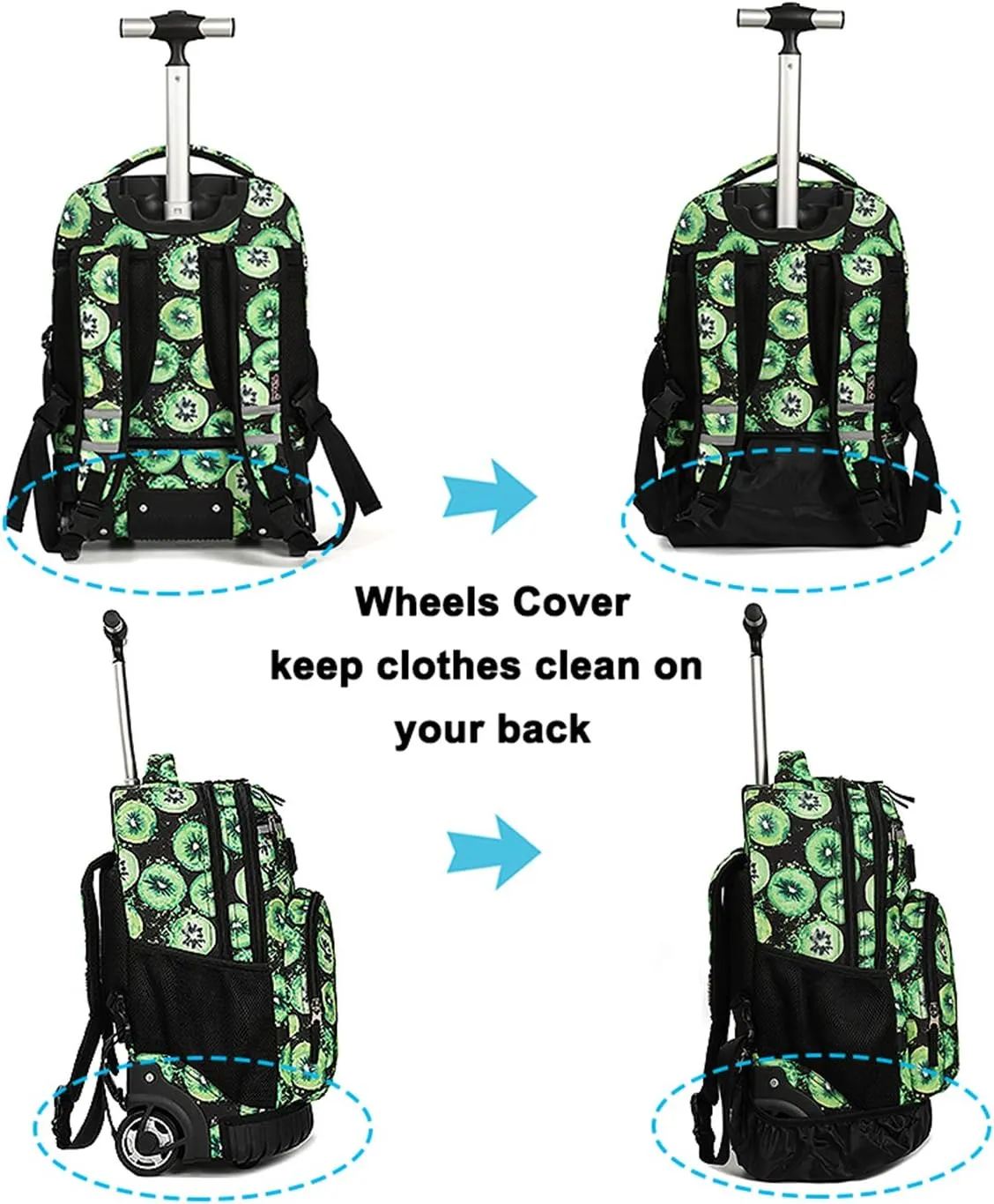 Tilami Rolling Backpack 18 inch Wheeled Backpack School College Student Travel Trip Boys and Girls