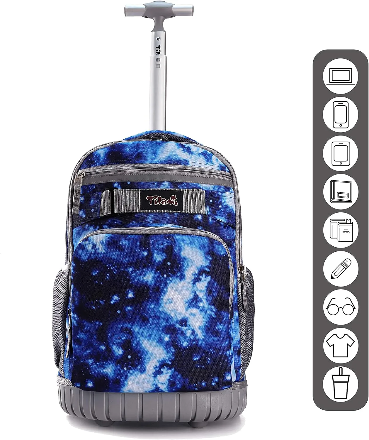 Tilami Rolling Backpack 18 inch Wheeled Backpack School College Student Travel Trip Boys and Girls