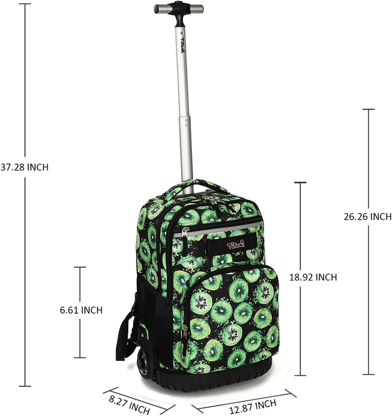 Tilami Rolling Backpack 18 inch Wheeled Backpack School College Student Travel Trip Boys and Girls