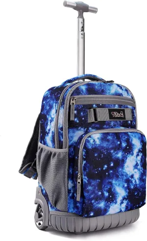 Tilami Rolling Backpack 18 inch Wheeled Backpack School College Student Travel Trip Boys and Girls