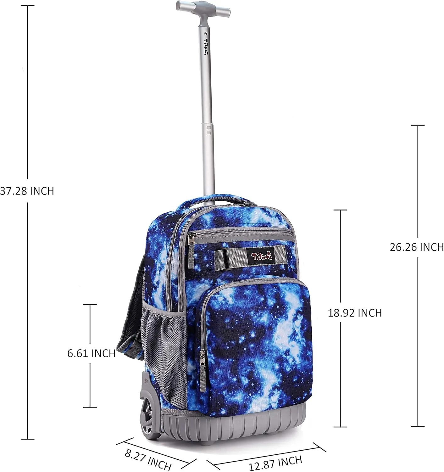 Tilami Rolling Backpack 18 inch Wheeled Backpack School College Student Travel Trip Boys and Girls