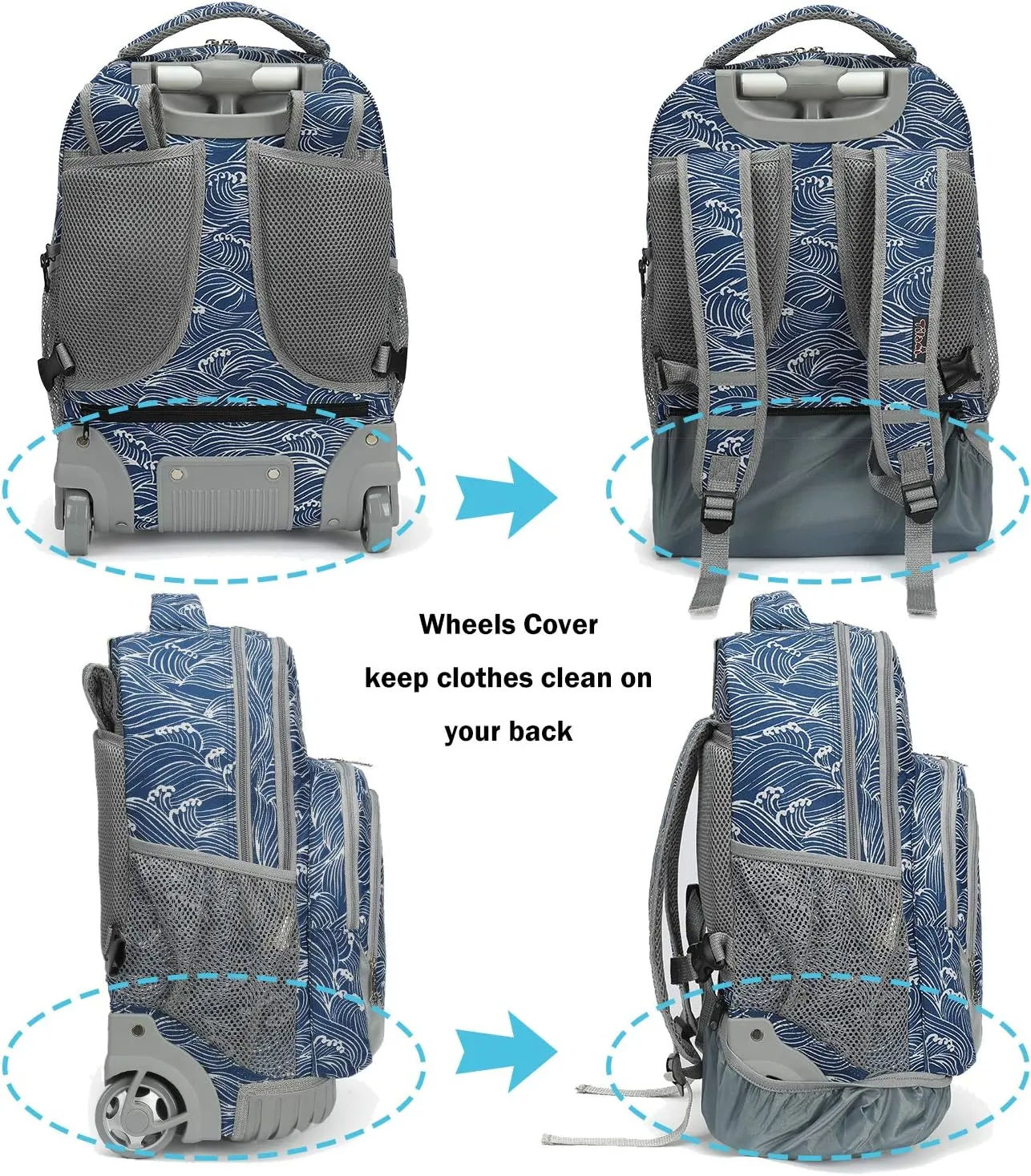 Tilami Rolling Backpack 19 inch Wheeled Boys Girls Travel School Student Trip…