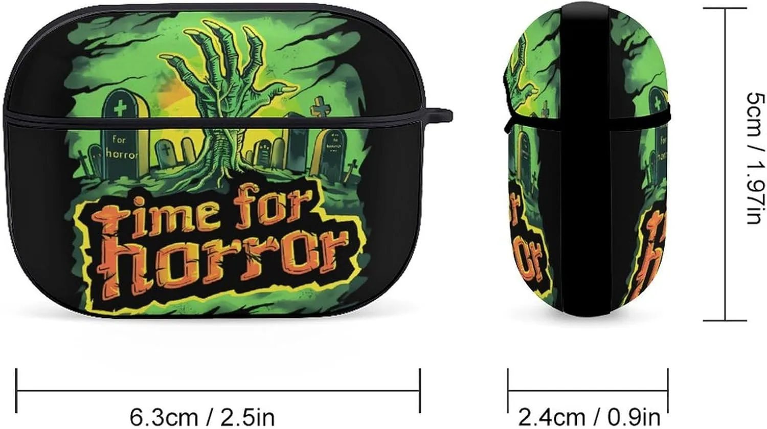 Time for Horror Funny Hard Case Compatible with Airpods Pro Earbuds Headset Cover Protective Storage Bag for Men Women