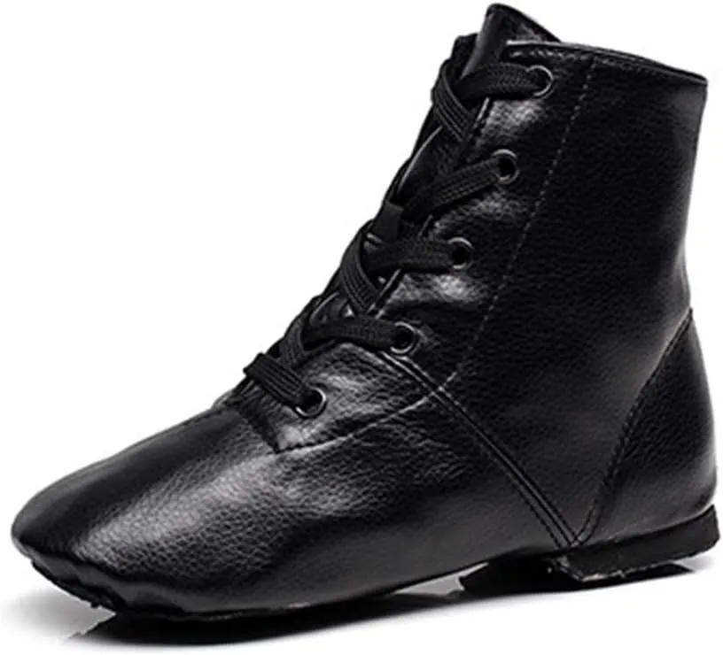TINRYMX Jazz Shoes PU Leather Lace-up Elastic Slip On Split Sole Jazz Shoe for Women&Men Dance Shoes,Model TJ-Jazz