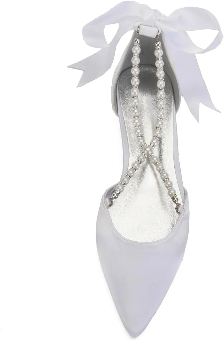 TNXZ Women's Ballet Flats Shoes Satin Pointed Toe Casual Wedding Sandals