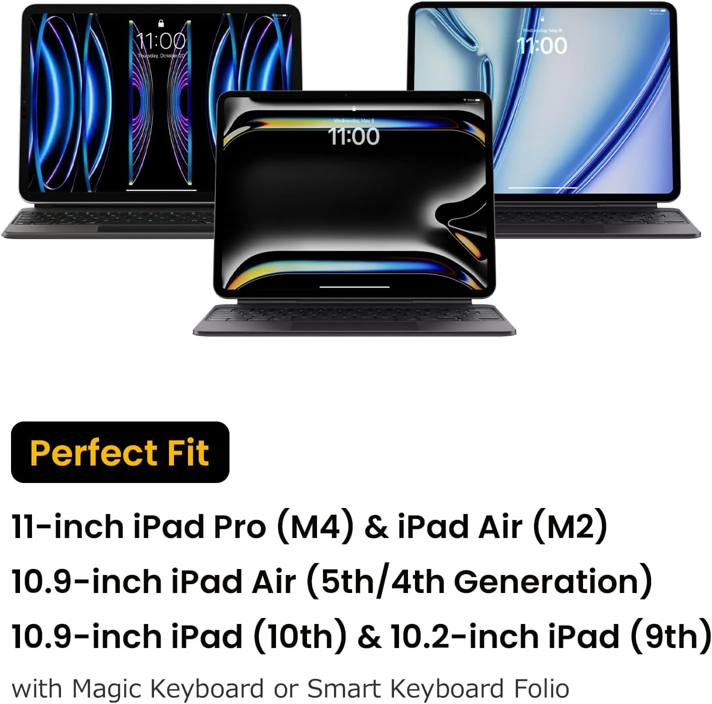 tomtoc Portfolio Case for 11 Inch iPad Pro M4, M2&M1 & iPad Air M3&M2, 2025 iPad A16, 10.9-in iPad Air 5 & iPad 10, Carrying Storage Sleeve Bag with Accessories Compartment