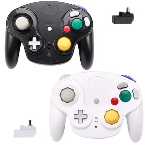 TOOPONE Wireless Gamecube Controllers, Classic Gamecube Wavebird Wireless wii Controller Remote Gamepad Joystick for Nintendo Gamecube Console, Compatible with Wii (Black and White)