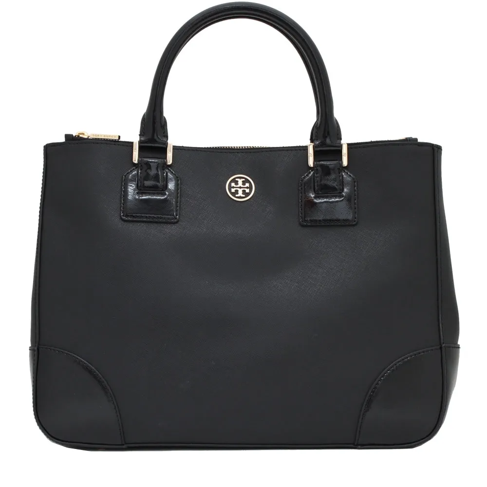 Tory Burch Robinson Double Zip Tote Bag- Black