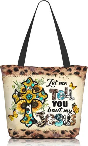 Tote Bag for Women Reusable Shopping Tote Bag Zippered Inspirational Scripture Shoulder Bags