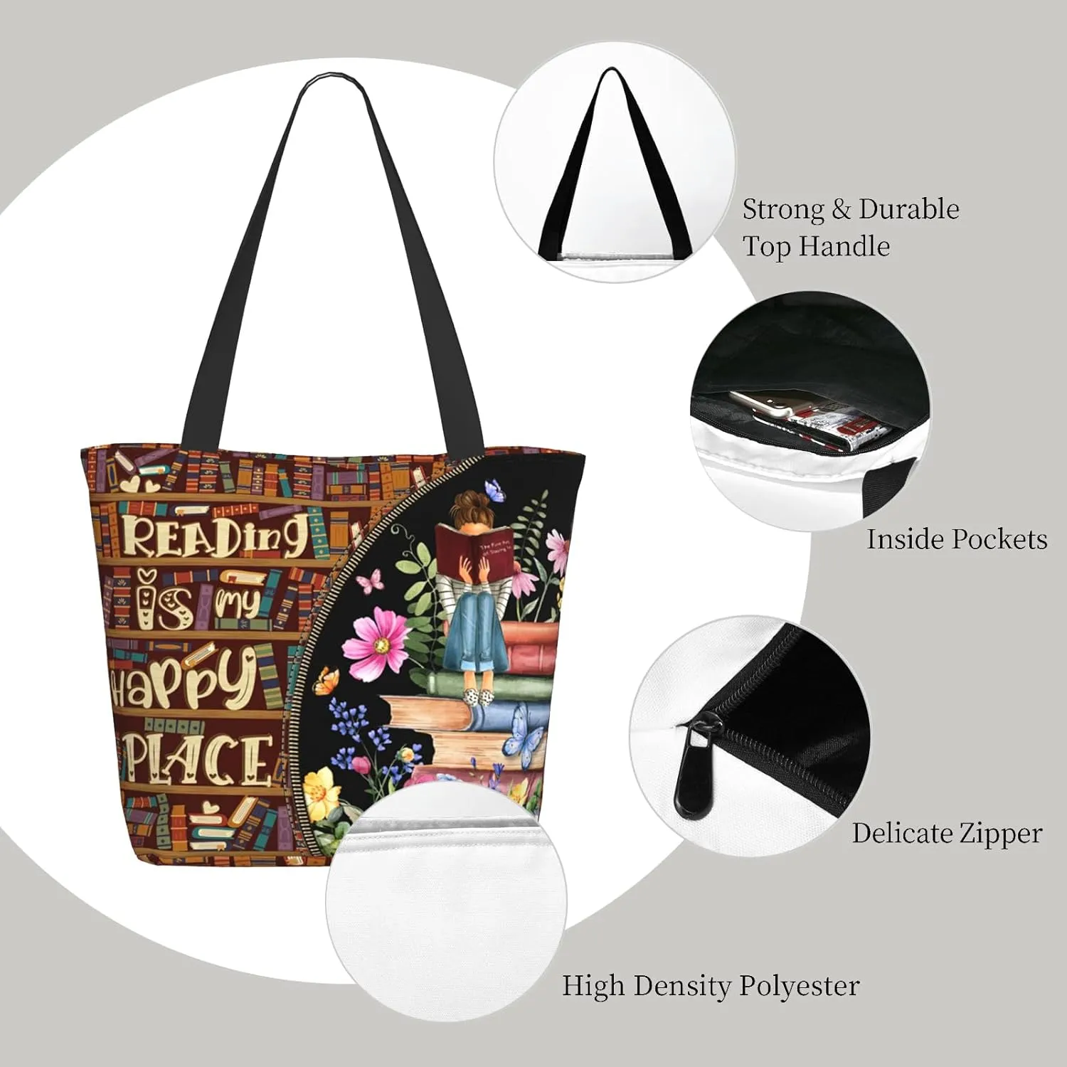 Tote Bag for Women Reusable Shopping Tote Bag Zippered Inspirational Scripture Shoulder Bags