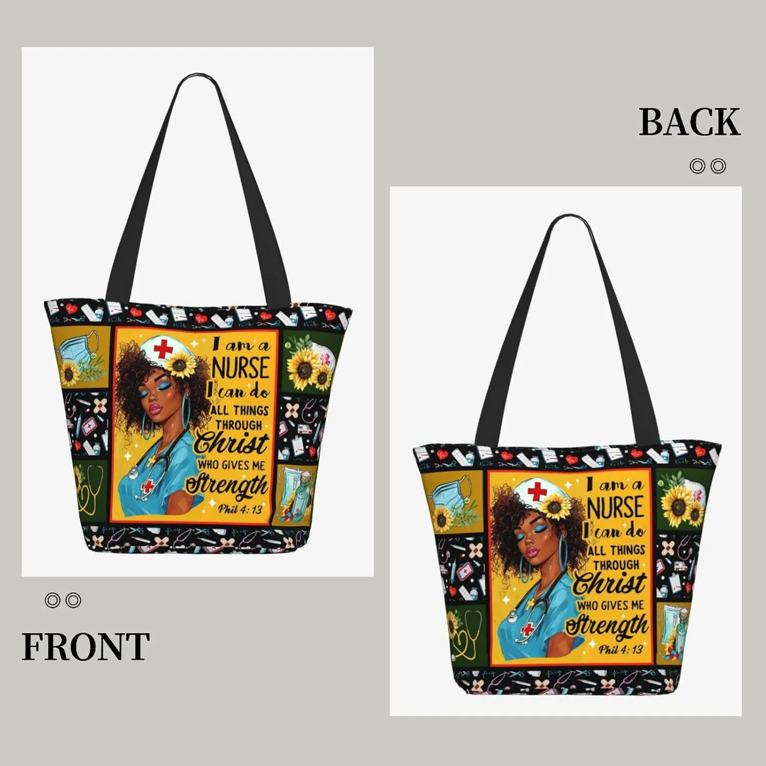 Tote Bag for Women Reusable Shopping Tote Bag Zippered Inspirational Scripture Shoulder Bags