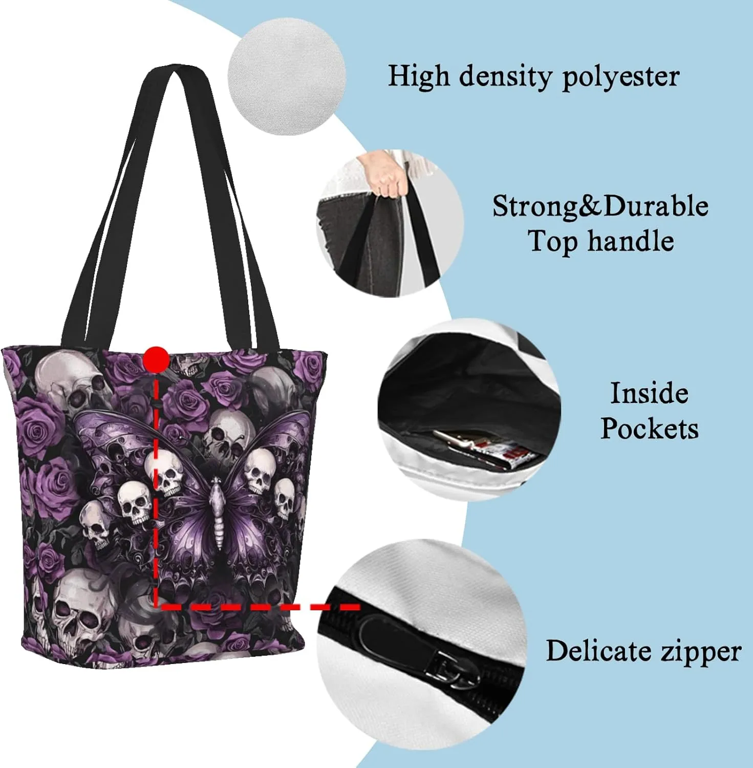 Tote Bag for Women Reusable Shopping Tote Bag Zippered Inspirational Scripture Shoulder Bags