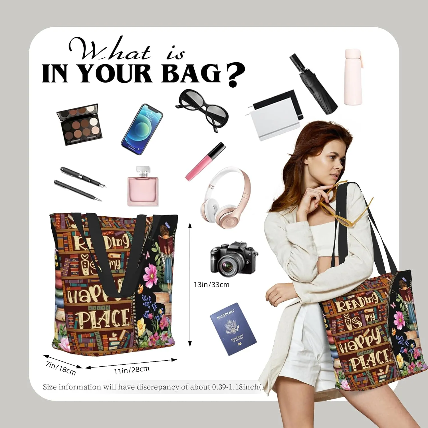 Tote Bag for Women Reusable Shopping Tote Bag Zippered Inspirational Scripture Shoulder Bags