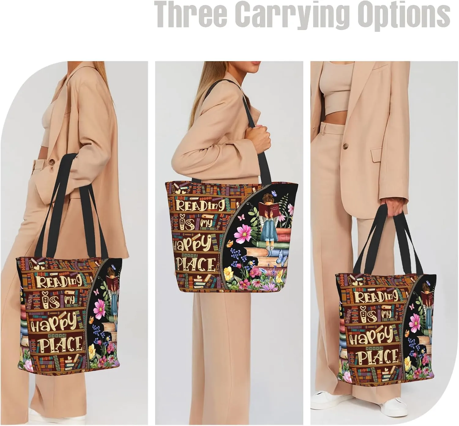 Tote Bag for Women Reusable Shopping Tote Bag Zippered Inspirational Scripture Shoulder Bags