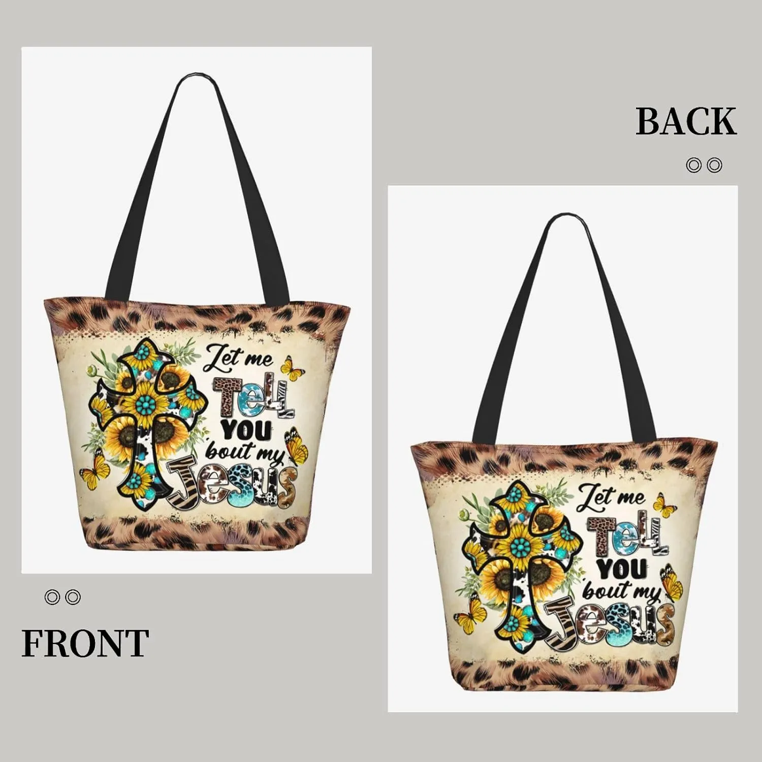 Tote Bag for Women Reusable Shopping Tote Bag Zippered Inspirational Scripture Shoulder Bags