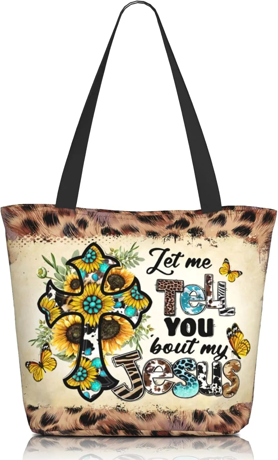 Tote Bag for Women Reusable Shopping Tote Bag Zippered Inspirational Scripture Shoulder Bags