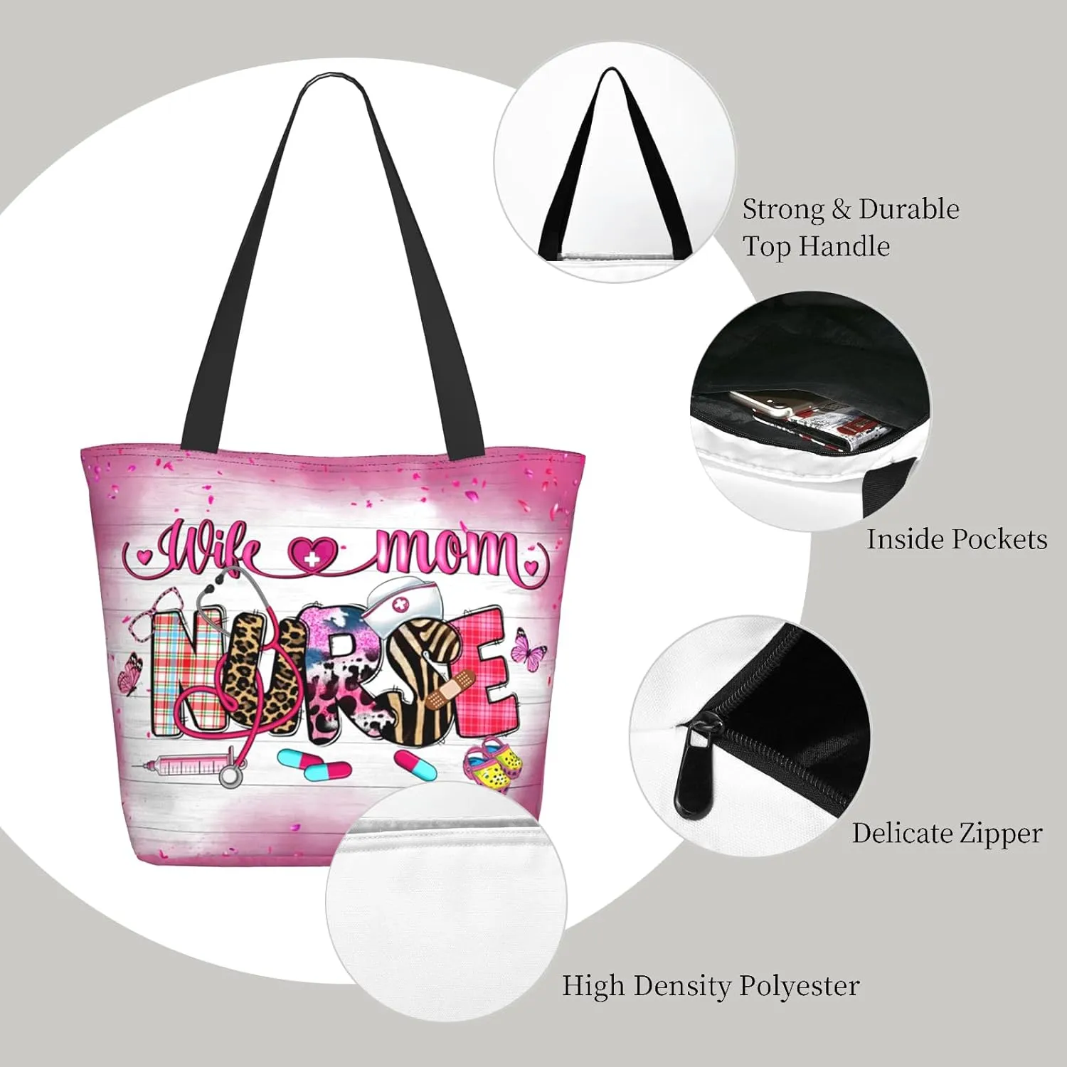 Tote Bag for Women Reusable Shopping Tote Bag Zippered Inspirational Scripture Shoulder Bags