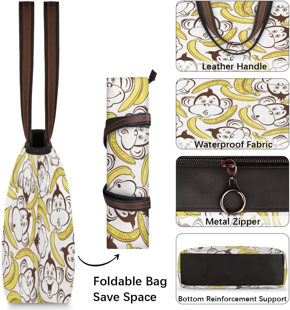 Tote Bag for Women with Zipper Large Capacity Top Handle Casual Shoulder Bag Handbag Reusable Shopping