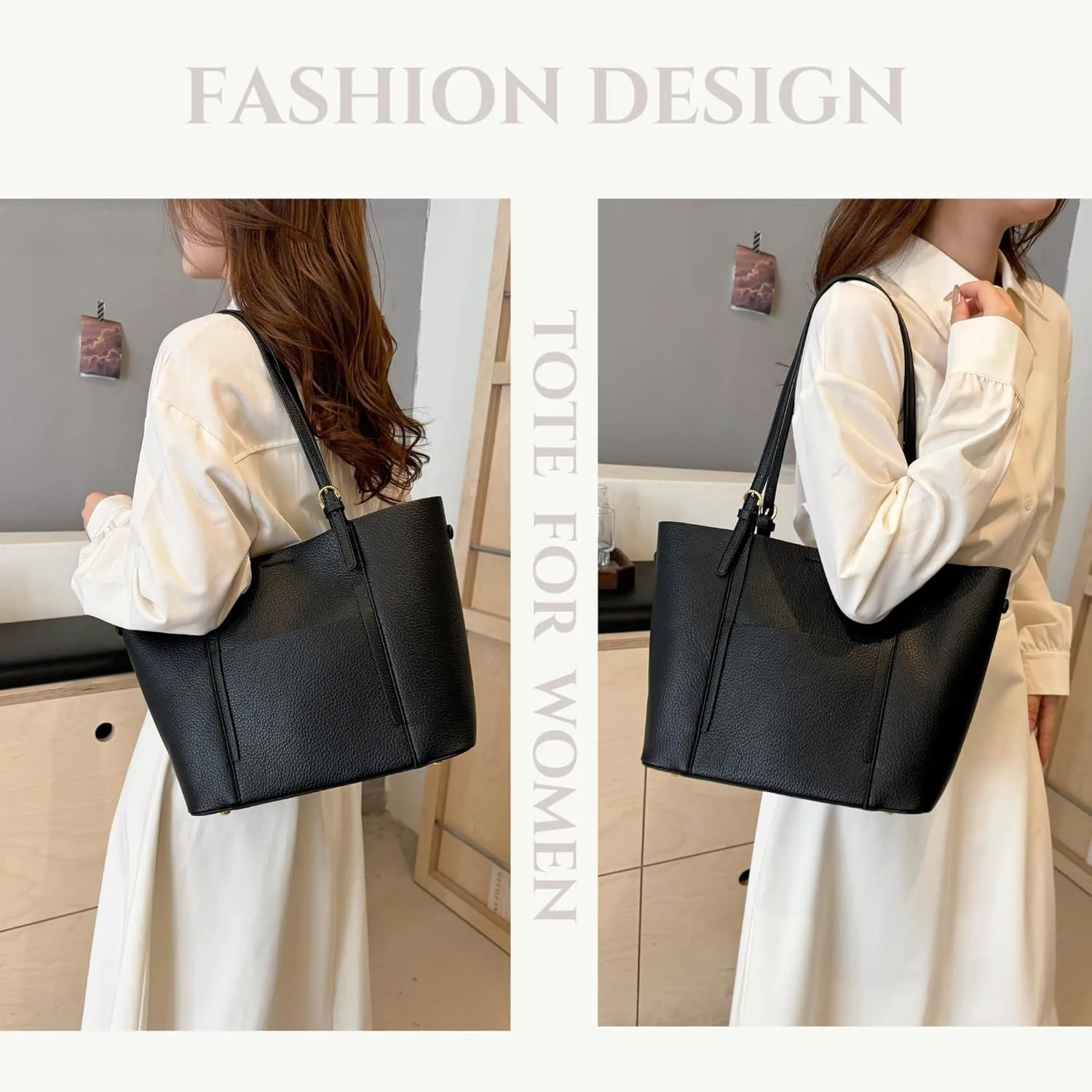 Tote Bags for Women Medium Vegan Leather Designer Purses and Handbags Ladies Travel Shoulder Bag