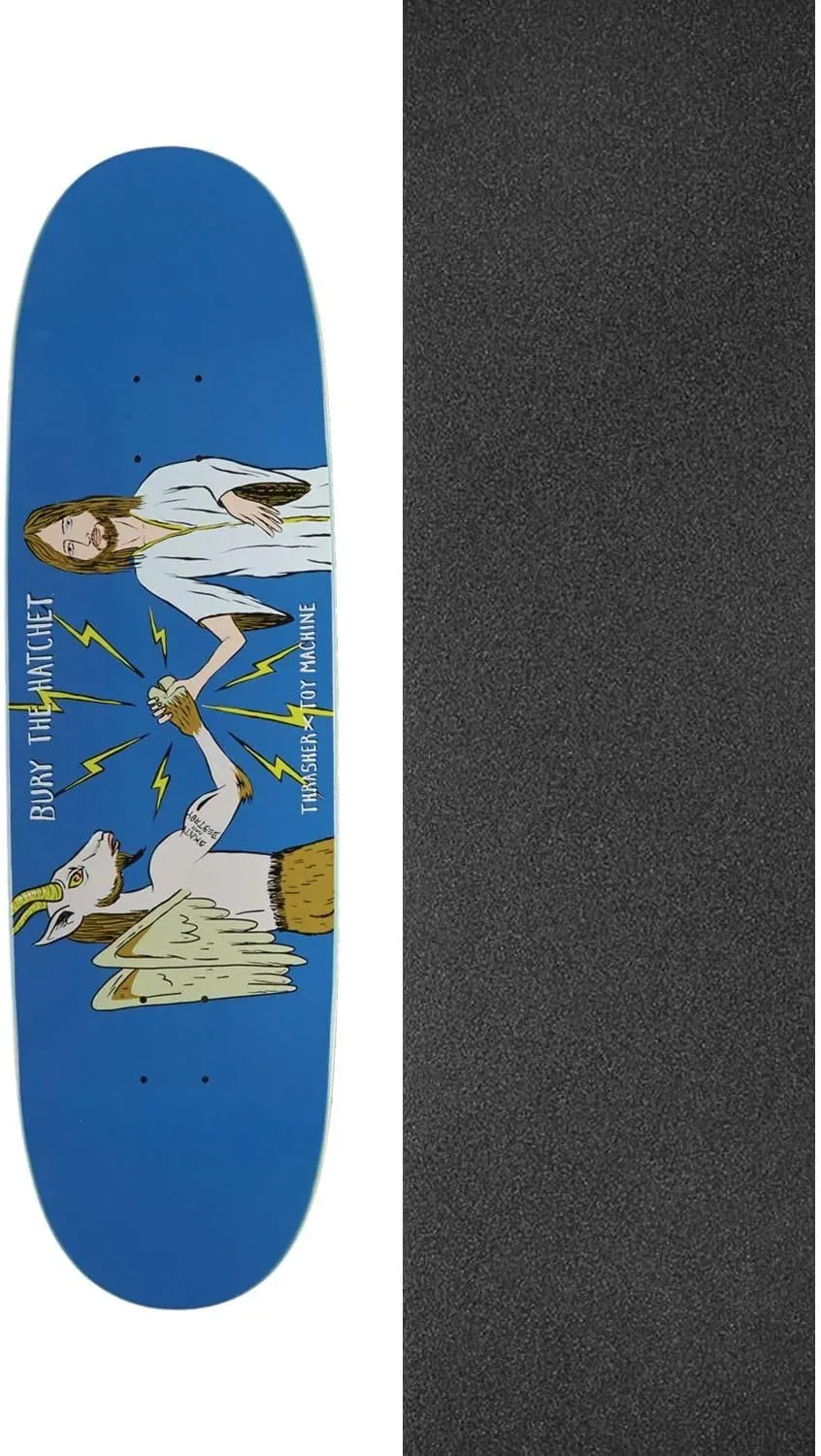Toy Machine Skateboards Bury The Hatchet Skateboard Deck - 8.88" x 31.5" with Black Magic Skateboard Griptape Black - Bundle of 2 Items