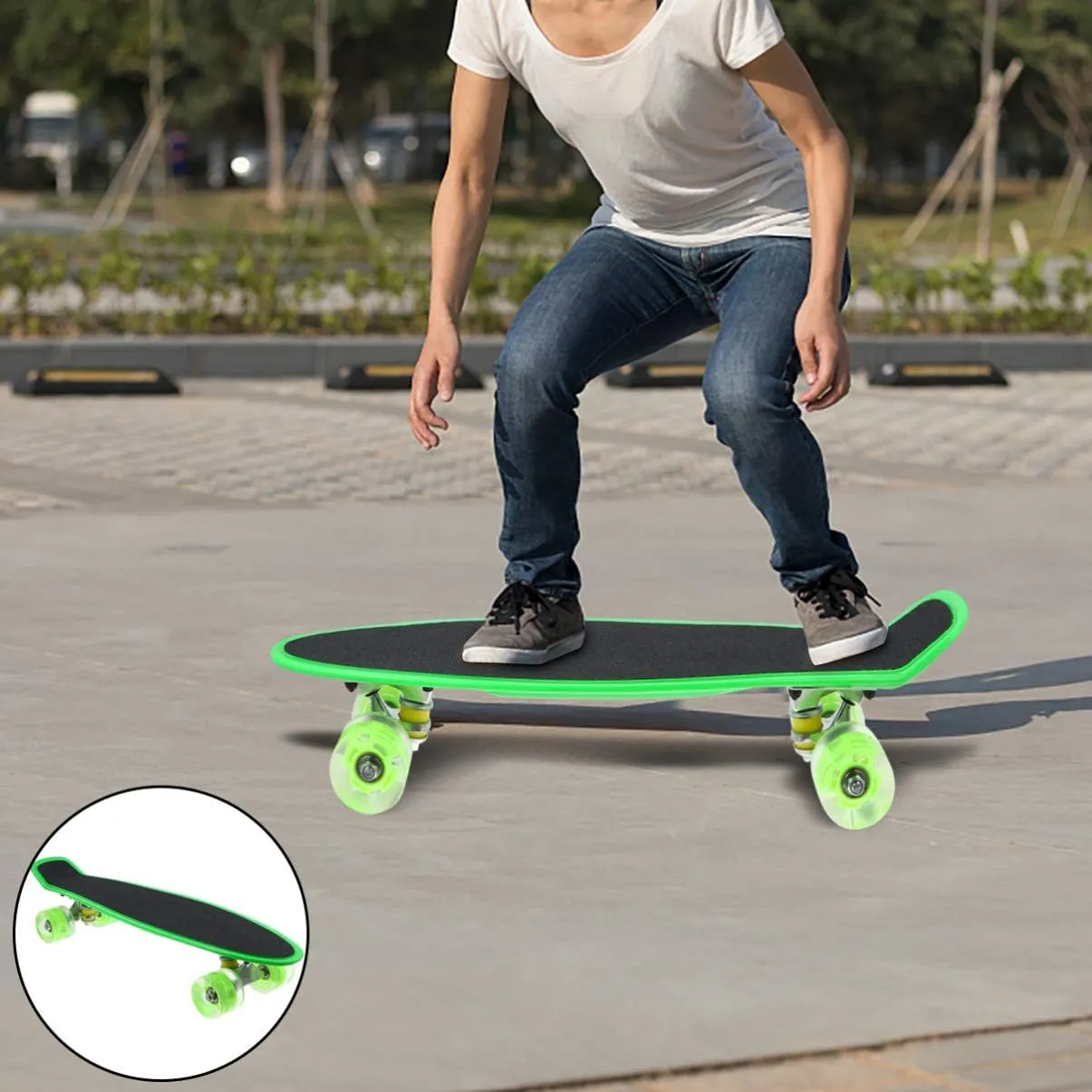 TOYANDONA Frosted Skateboard Outdoor Scooter with Four Wheels Skid Design Smooth Sliding and High Elastic PU Pads