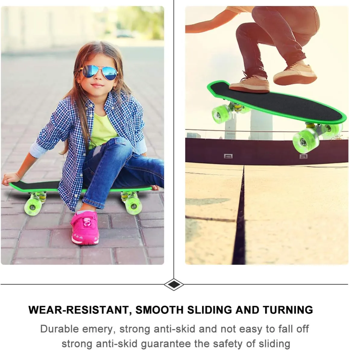 TOYANDONA Frosted Skateboard Outdoor Scooter with Four Wheels Skid Design Smooth Sliding and High Elastic PU Pads
