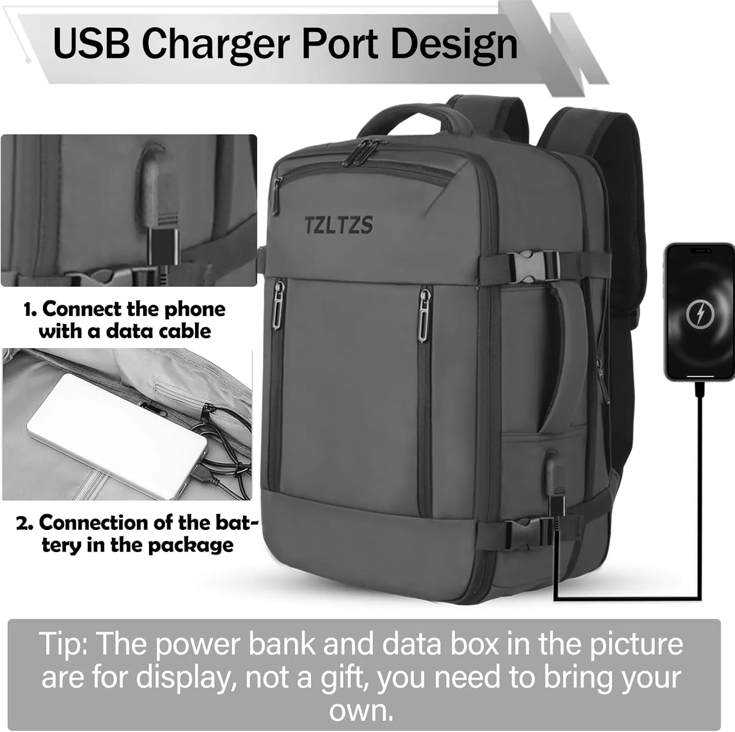 Travel Backpack, Carry-on Backpack Bag Luggage, 17.3Inch Laptop Backpack with USB Charging Port&Shoes Compartment, Anti Theft Waterproof, Casual Daypack for School Weekender Business Trip(Gray)