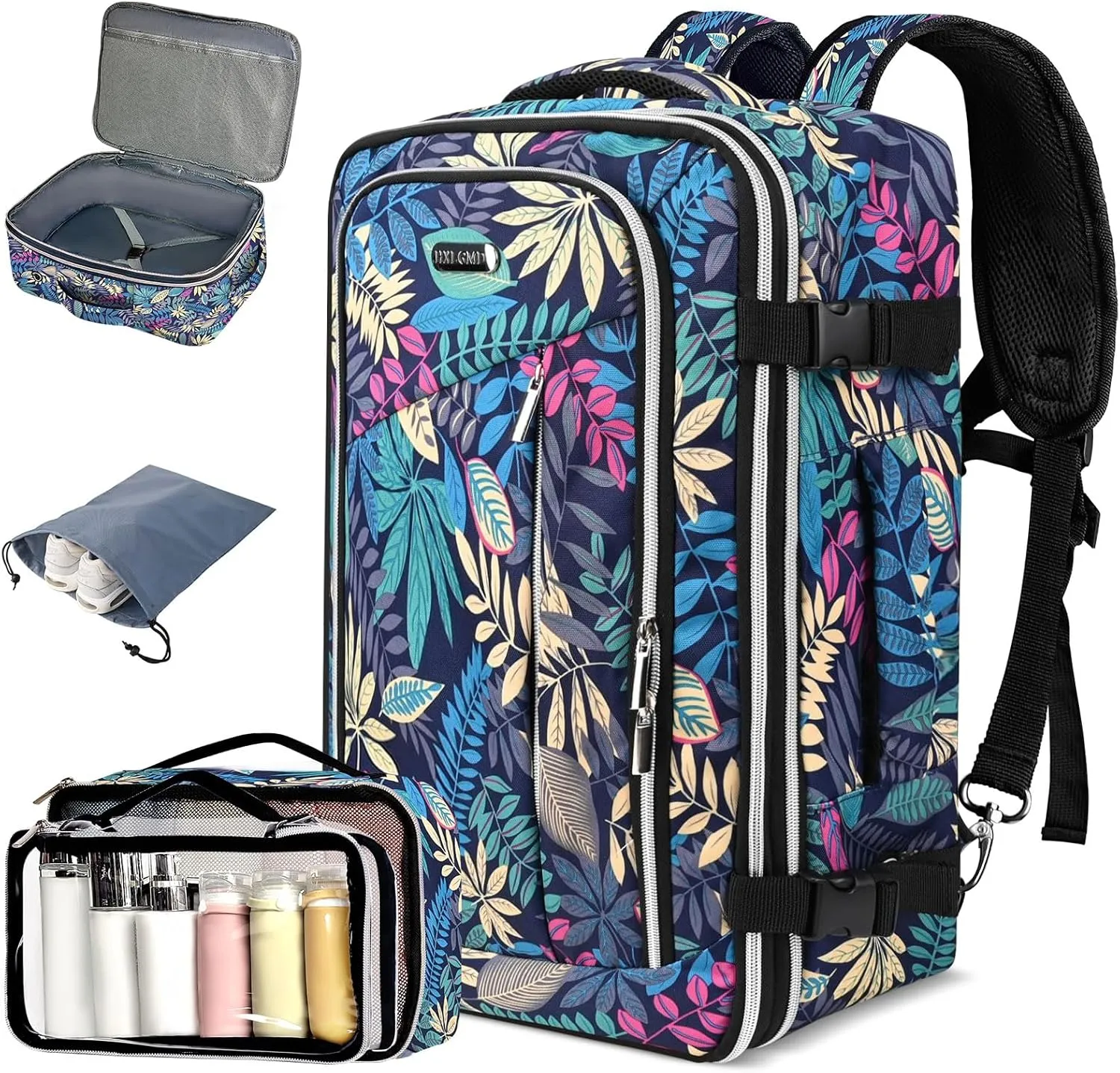 Travel Carry On 17.5" Laptop Expandable Backpack for Men Women, Personal Item Bag Waterproof Airline Approved with USB Charging Hole 3 Packing Cubes, Large Weekender Daypack Business Luggage Suitcase
