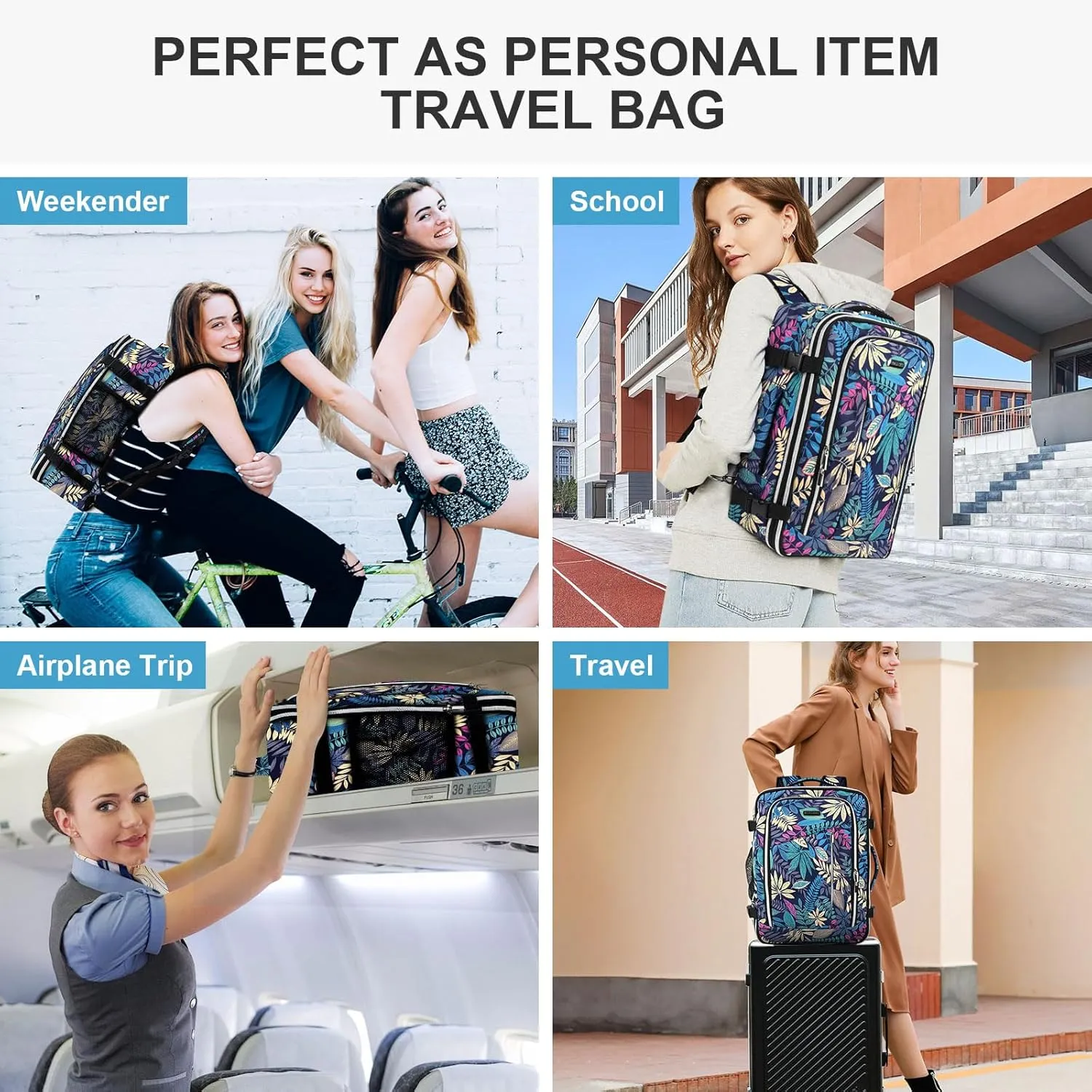 Travel Carry On 17.5" Laptop Expandable Backpack for Men Women, Personal Item Bag Waterproof Airline Approved with USB Charging Hole 3 Packing Cubes, Large Weekender Daypack Business Luggage Suitcase