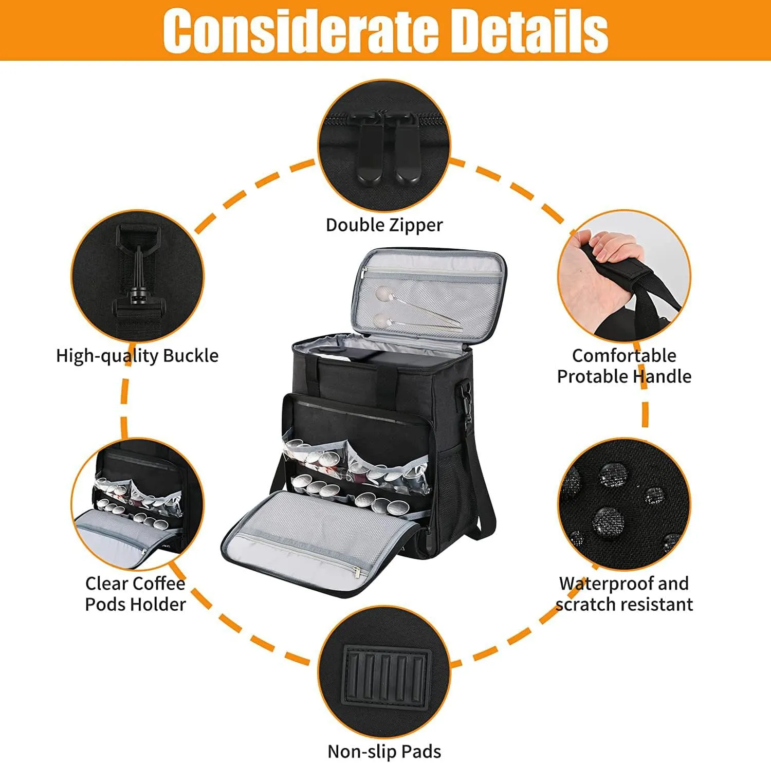 Travel Coffee Maker Carrying Bag Compatible with Keurig K-Slim/K-Express/K-Iced/Ninja PB051/PB041ST,Single Serve Coffee Maker Portable Storage Bag with Shoulder Strap(Patented Design)