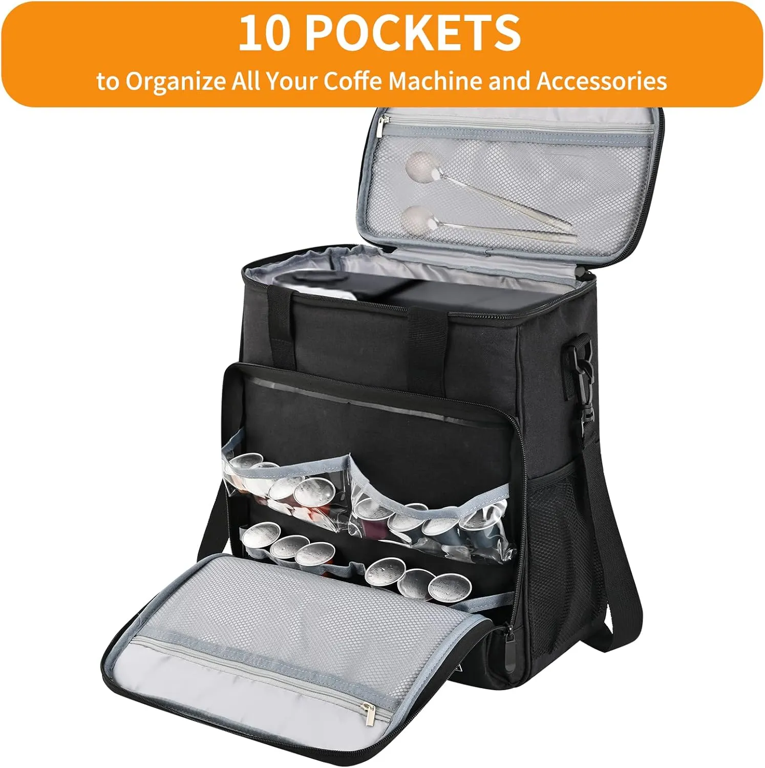 Travel Coffee Maker Carrying Bag Compatible with Keurig K-Slim/K-Express/K-Iced/Ninja PB051/PB041ST,Single Serve Coffee Maker Portable Storage Bag with Shoulder Strap(Patented Design)