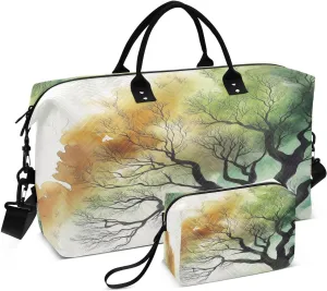 Travel Duffel Bag Large Weekender Overnight Bags for Women Men, Branch Veins Tree Forest Woodland Gym Bag with Toiletry Bag