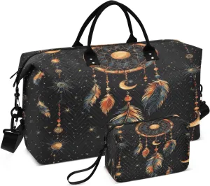 Travel Duffel Bag Large Weekender Overnight Bags for Women Men, Dream Catcher Gym Bag with Toiletry Bag