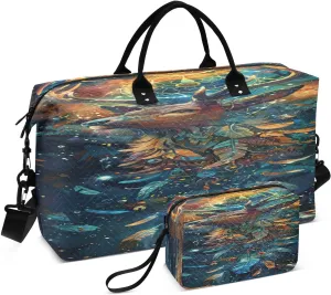 Travel Duffel Bag Large Weekender Overnight Bags for Women Men, Dream Catcher Pattern Gym Bag with Toiletry Bag