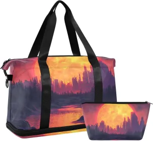 Travel Duffel Gym Sports Luggage Bag Expandable Large Capacity Sunset 3 Sports Bag for Women and Men