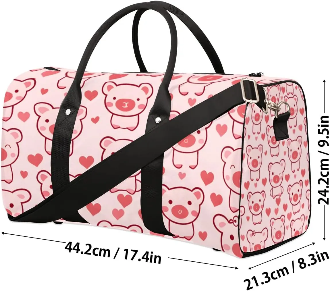 Travel Duffle Bag Cartoon Pigs Gym Bags for Men Women Travel Duffel Bags with Adjustable Shoulder Strap Carry On Weekender Bag