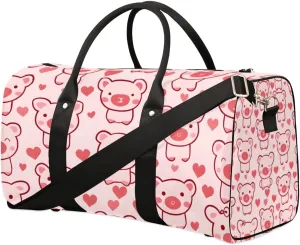 Travel Duffle Bag Cartoon Pigs Gym Bags for Men Women Travel Duffel Bags with Adjustable Shoulder Strap Carry On Weekender Bag