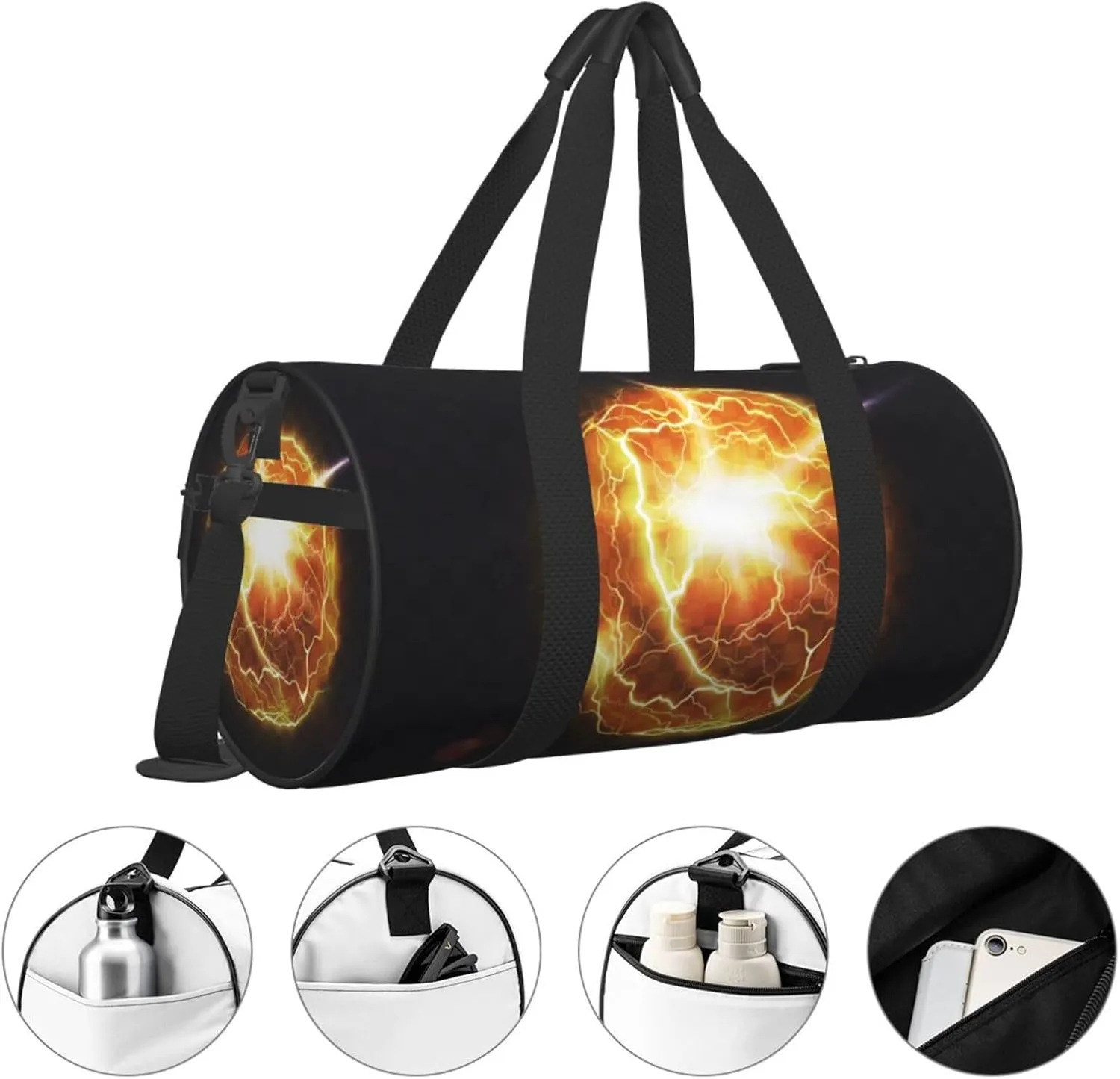 Travel Duffle Bag for Men Women, Ball Fireball Energy Duffle Bags for Sport Gym Overnight Luggage