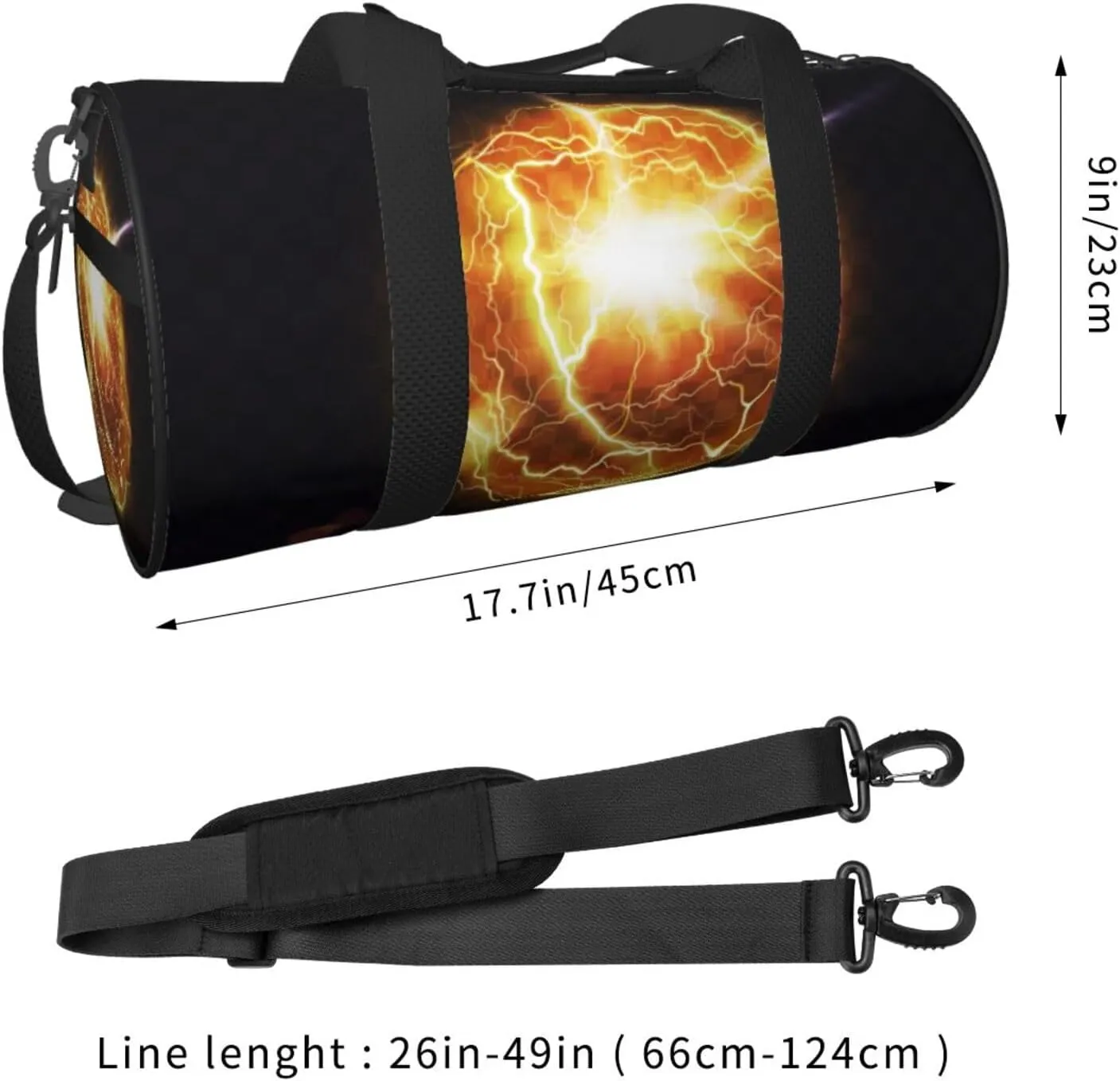 Travel Duffle Bag for Men Women, Ball Fireball Energy Duffle Bags for Sport Gym Overnight Luggage