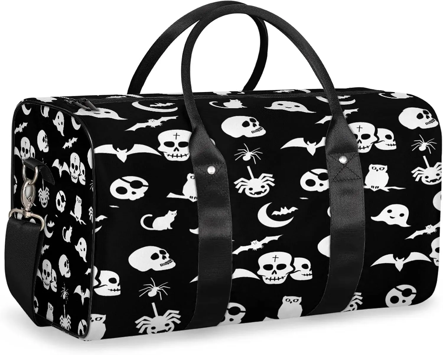 Travel Duffle Bag Goth Skull Cool Sports Gym Bags for Women Men Weekender Overnight Bags Waterproof Carry On Tote Bag Workout Bag for Dance Swimming Yoga Hospital