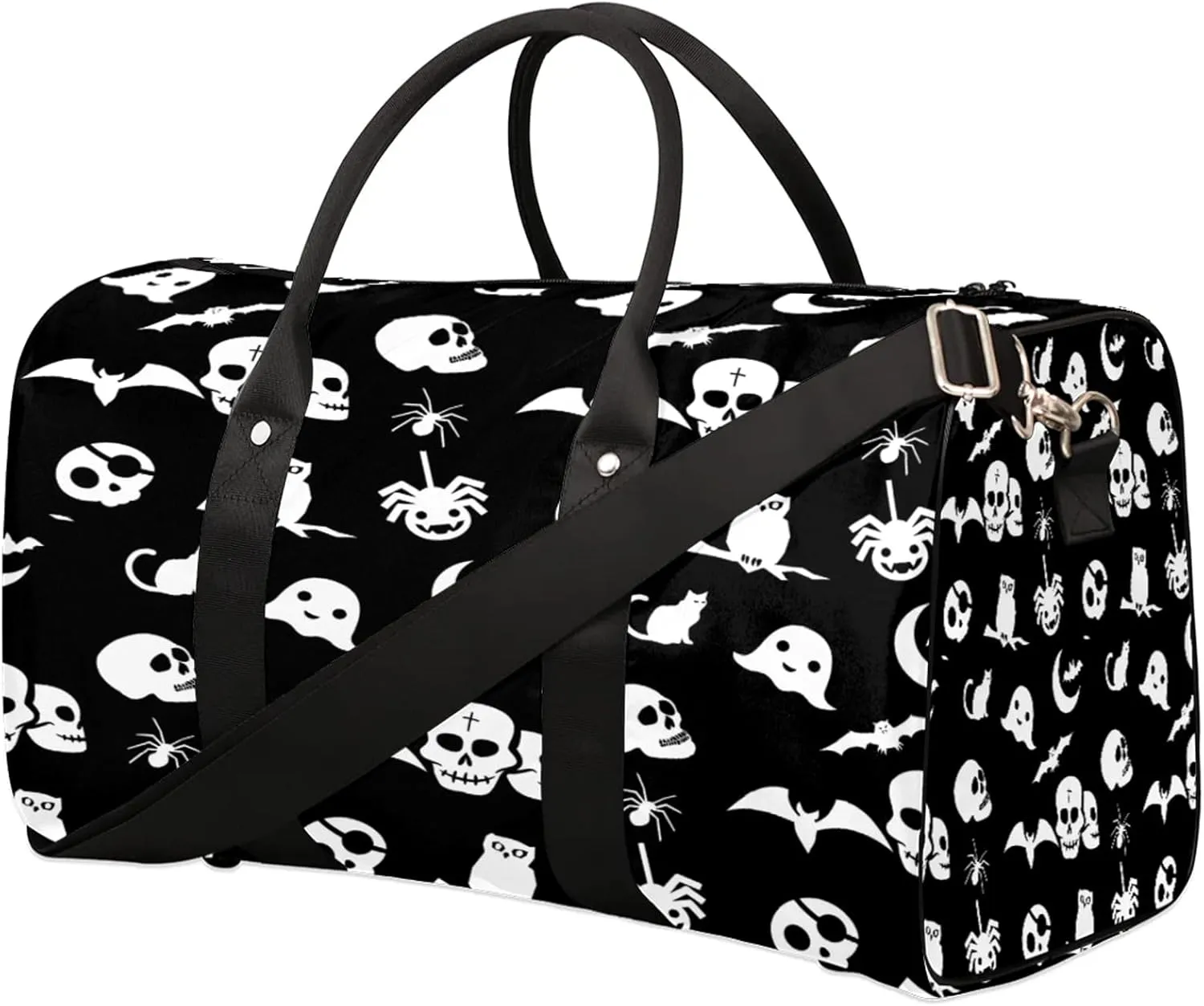 Travel Duffle Bag Goth Skull Cool Sports Gym Bags for Women Men Weekender Overnight Bags Waterproof Carry On Tote Bag Workout Bag for Dance Swimming Yoga Hospital