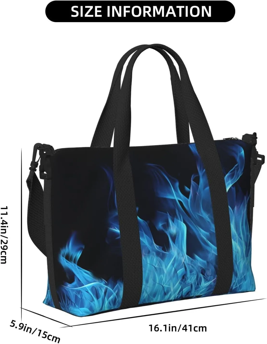 Travel Duffle Bag Weekender Bags for Men Women Adjustable Large Capacity Weekender Overnight Bag Carry On Tote Bags Waterproof Sport Gym Bag for Travel Yoga, Blue Flame, One Size