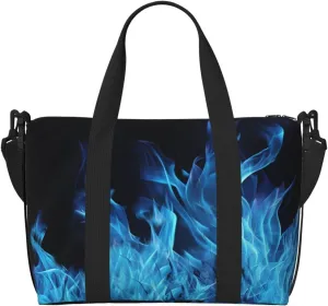 Travel Duffle Bag Weekender Bags for Men Women Adjustable Large Capacity Weekender Overnight Bag Carry On Tote Bags Waterproof Sport Gym Bag for Travel Yoga, Blue Flame, One Size