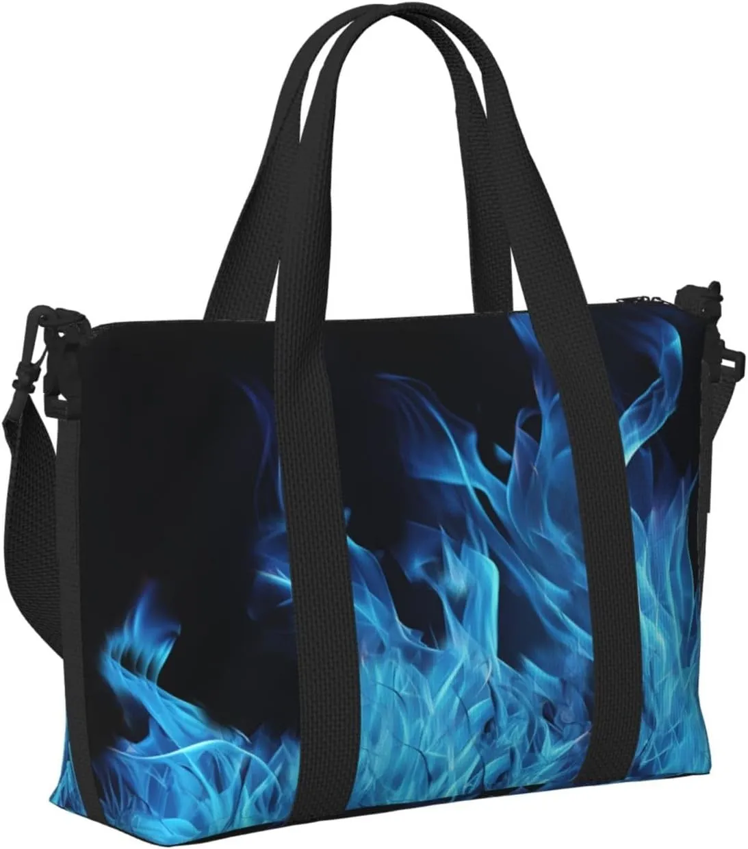 Travel Duffle Bag Weekender Bags for Men Women Adjustable Large Capacity Weekender Overnight Bag Carry On Tote Bags Waterproof Sport Gym Bag for Travel Yoga, Blue Flame, One Size