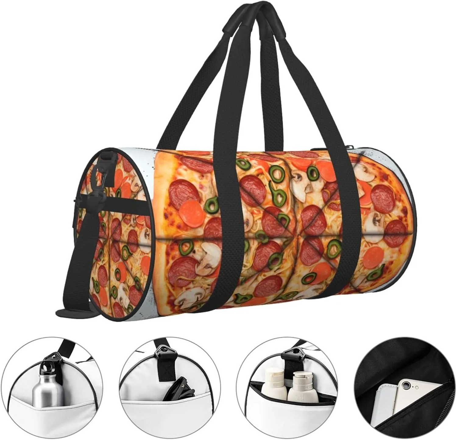 Travel Duffle Bag Weekender Bags for Men Women with Shoe Compartment Large Capacity Weekender Overnight Bag I Love Pizza Carry On Tote Bags Sport Gym Bag for Travel Yoga