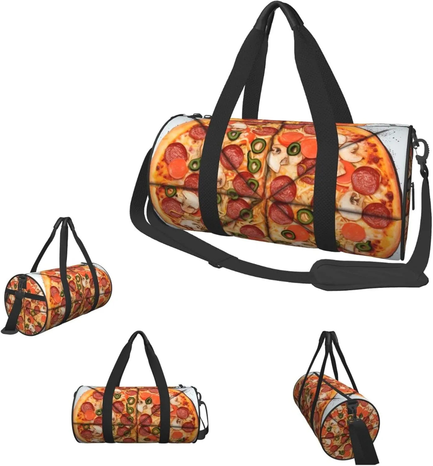 Travel Duffle Bag Weekender Bags for Men Women with Shoe Compartment Large Capacity Weekender Overnight Bag I Love Pizza Carry On Tote Bags Sport Gym Bag for Travel Yoga