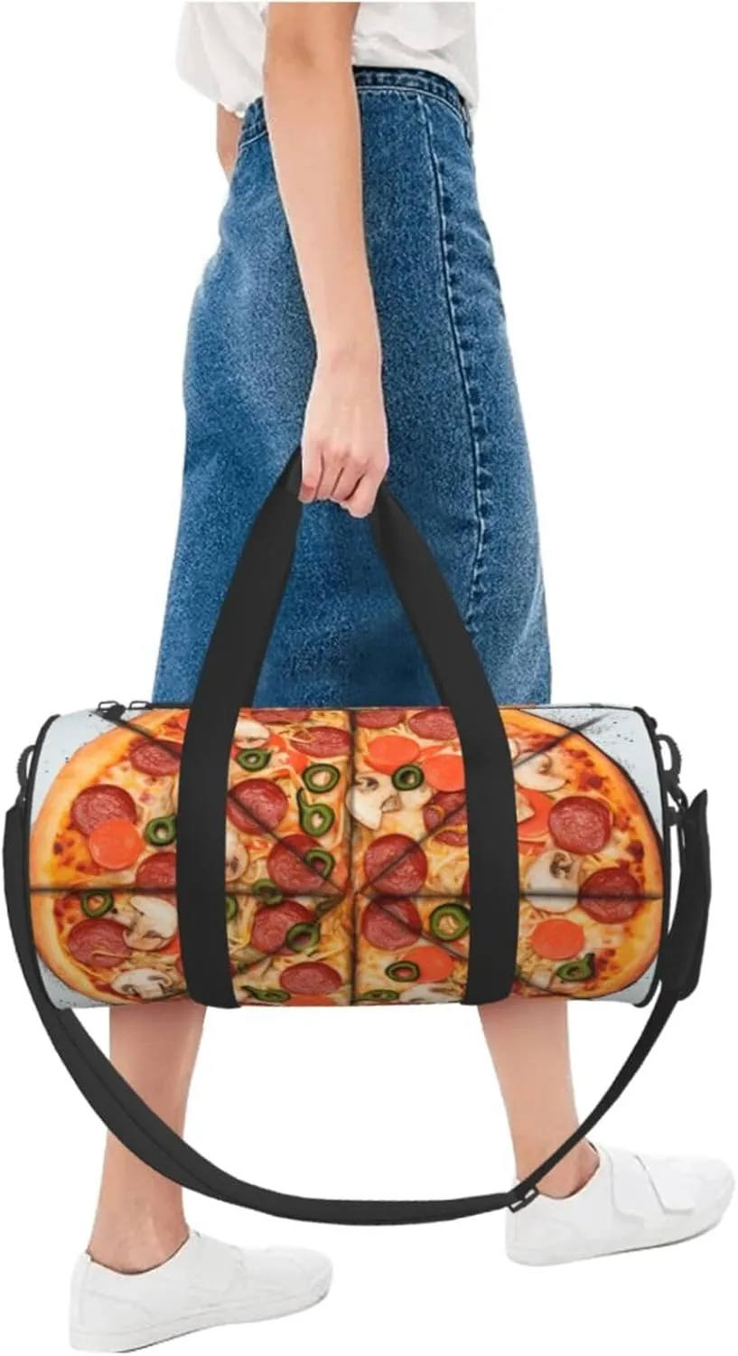Travel Duffle Bag Weekender Bags for Men Women with Shoe Compartment Large Capacity Weekender Overnight Bag I Love Pizza Carry On Tote Bags Sport Gym Bag for Travel Yoga