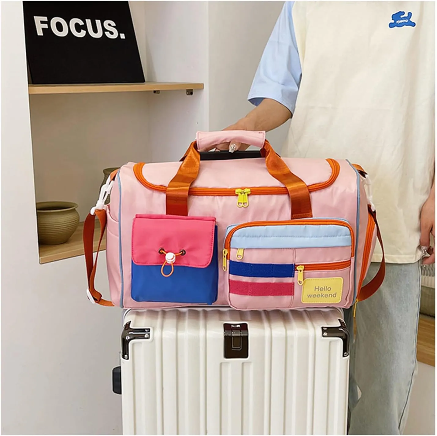Travel Duffle Bag,Waterproof Weekender Bag Gym Bags With Shoes Compartment & Wet Compartment For Men Women,Hospital Bag