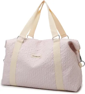 Travel Duffle Bag,Weekender Bags for Women Men,Overnight Carry On Tote Bags,Large Sports Gym Bags Portable Double Layer Wet Pocket Traveling Duffel Tote Bag Pink